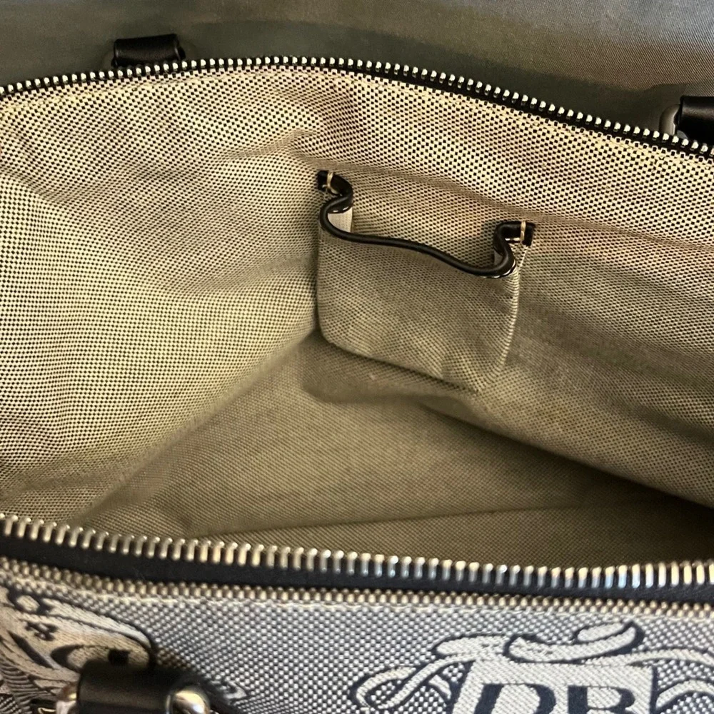 Dooney & Bourke Donegal Crest Dome Satchel Monogram Grey Black Leather Trim‎